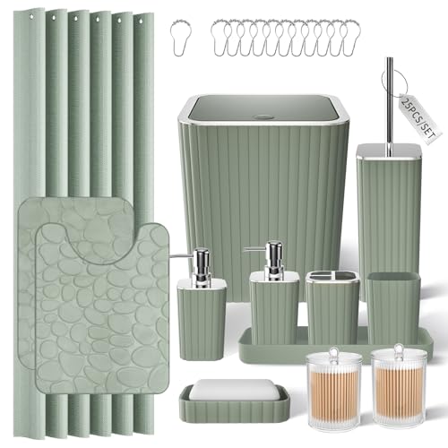 XLHOMO Bathroom Accessories Set - 25PC Sage Bathroom Set, Bathroom