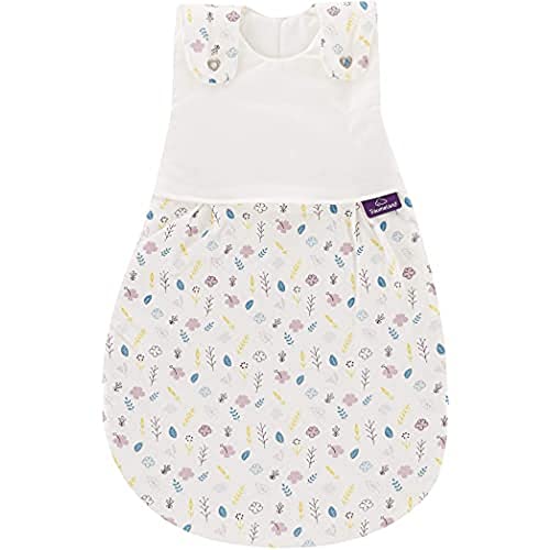 Träumeland S0103205 Ganzjahresschlafsack LIEBMICH mit doppelt regulierbarer Belüftung und Naturfaser Tencel, Design: Blumig, Größe 68/74, mehrfarbig