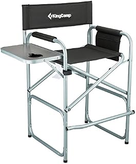 KingCamp Tall Director Chair Makeup Folding Artist Chair Bar Height with Side Table