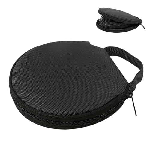 YAWUROU Car DVD Storage Case, Waterproof Oxford Cloth DVD Case, 20 Capacity Round CD Storage Holder Binder with Reinforced Handle, Universal for Car Home Travel (Black)