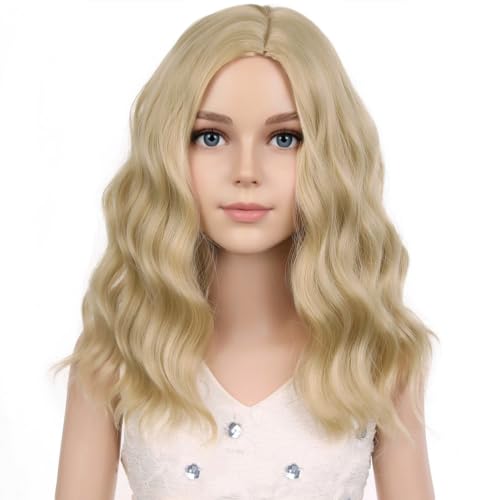 Image of PATTNIUM Blonde Wig Kids Child Short Wavy Wig Ash Blonde Wigs Mixed Blonde Wigs for Gilrs Cosplay Party Heat Resistant Blonde Synthetic Hair(Ash Blonde)