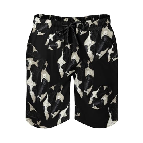Black White Kiss Lips Men's Swim Trunks Quick Dry Board Shorts Hawaiian Beach Shorts With Pocket4