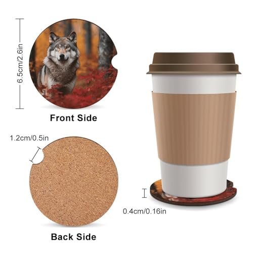Posavasos para Auto Animales Otoñales Lobo 2 Pzas miniatura 2