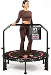 Happin® 40'' Rebounder Trampoline for Adults, Mini Foldable Fitness Trampoline Indoor with 4-Level Adjustable Handlebar, Max User Weight 450 lbs, Quiet Indoor & Outdoor for Workout
