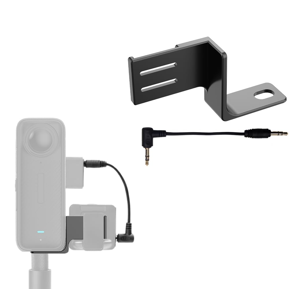 Microphone Expansion Stand Mic Adapter for Insta360 X4, External Microphone Holder Mount Bracket with Audio Cable