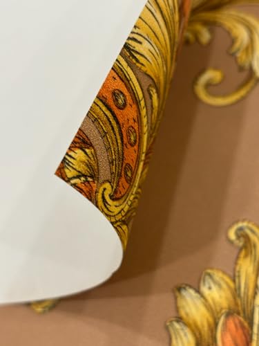 Image of Eurotex PVC Wallpaper Roll for Wall Decor, Non -Adhesive Damask Design wallcoverings for Living Room, Bedroom Walls (Luxury Vinyl Coated 57 sq.ft Roll, Mocha Color)