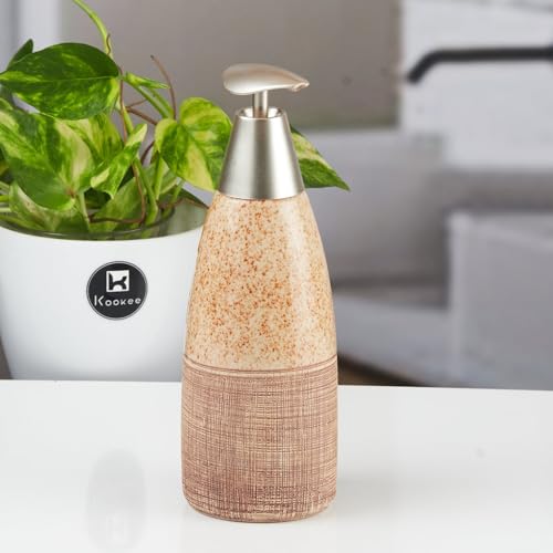 Image of SaSaSa Ceramic Soap Dispenser with Stylish Refillable Pump Bottle for Bathroom Handwash & Kitchen Wash Basin, Perfect for Hand Soap, Lotion and Shampoo, Multicolor, (Set of 2) (12058)