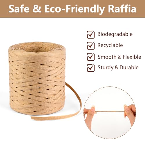 Image of BEVTEE 436 Yards Raffia Yarn for Crochet, Ribbons for Crafts, Kraft