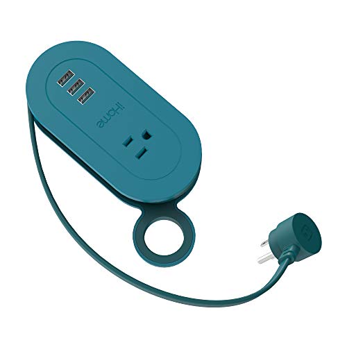 iHome Travel Reach Portable Charging Station: Fast Charge Power Strip with 3 USB