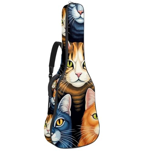 Housse pour guitare acoustique 41 pouces imperméable à motif chat coloré