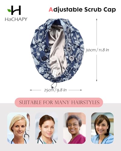 Or Caps for Women Surgical Satin Lined Fall Scrub Hats Natural Blue - Thumbnail 6