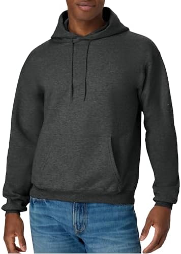 Hanes mens Pullover Ecosmart Hooded Sweatshirt Hoody, Charcoal Heather, Small US