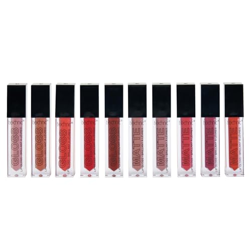 Technic Lip Vault 10 Piece Colour Gift Set - A Selection of Matte and Gloss Finish Lip Colours - Perfect for Every Occasion - Vegan & Cruelty Free