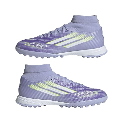 adidas Femme F50 SPARKFUSION League W Mid Turf Football Boots Chaussures, Violet Tone/Lucid Lemon/Purple Rush, 36 EU