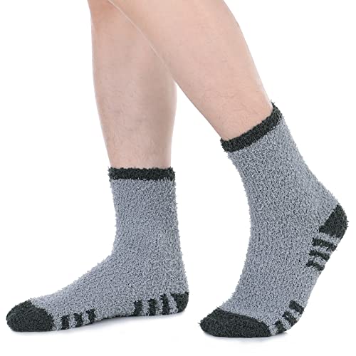 American Trends Men's Fuzzy Slipper Socks - Fluffy Cozy Unisex Winter Warm Sleep Socks 5