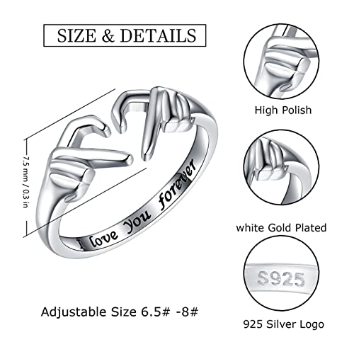 gesto romântico em forma coração, dedo mão I Love You-Forever esculpidos anéis femininos masculinos