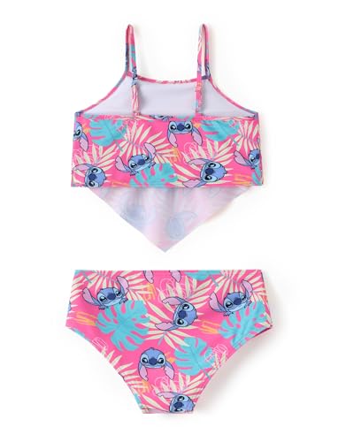 Image of Disney Frozen Elsa Stitch Moana Toddler Girls Two Pieces Ruffle Strap Bikini Top and Bottom Set Beach Swimsuit