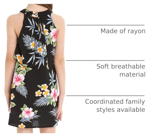 Image of Family Matching Hawaiian Clothes, Hibiscus Black | Black Hibiscus Print • Soft Rayon Fabric • Family Matching Outfits • Vacation Ready • Luau Party Wear