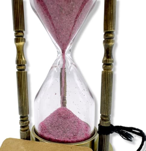 Mah 1 Minute Decorative Nautical Vintage Brass Sand Timer With Safety Leather Case Home Décor, Small Brass Sand Clock, Metal Unique Hour Glass Sand Glass For Office. C-3071 #TOP4