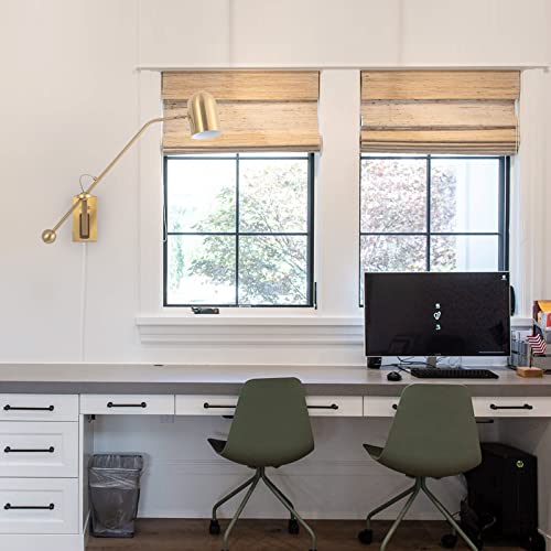 Ahaloye Golden Plug In Wall Sconces, Dimmable Modern Gold Swing Arms Wall Lamp For Bedroom Living Room Study #TOP4