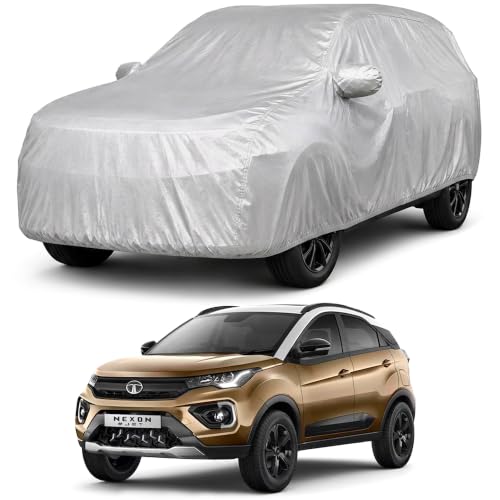 Image of AutoStory Nexon Car Cover | Dustproof Lightweight Car Body Cover | Custom Fit for Tata Nexon 2017-2023 | Mirror Pocket | Lightweight | Indoor & Outdoor | Mirror Pockets, Elastic Bottom