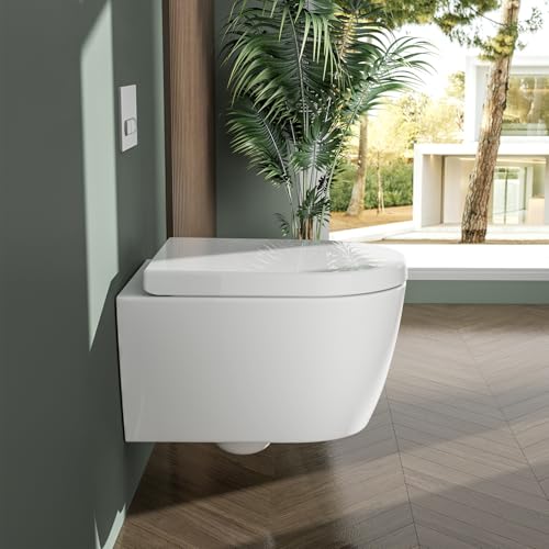 Rainsworth Nano Glaze Toilettendeckel Form D,Urea Formaldehyd Wc Sitz Mit Absenkautomatik,Ergonomisch Gestalteter Toilettensitz der nicht vergilbt,Universal Weiße Klobrille