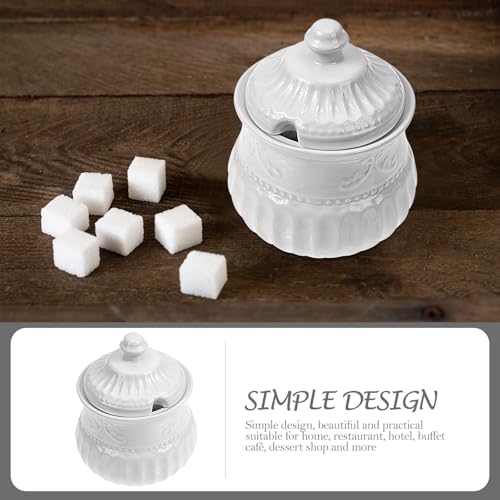 Tarro de cerámica blanco para café y azúcar con base estable 6