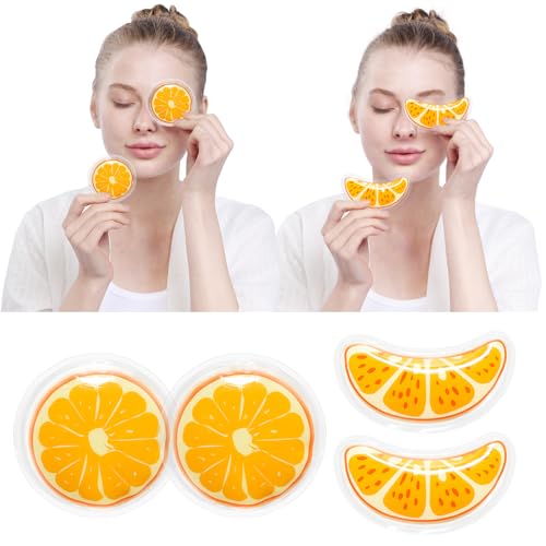 Image of 4PCS Gel Eye Ice Pack Set, Cold & Hot Compress, Reusable Cooling Gel Pads for Strain Relief, Relaxation, SPA and sleep(Oranges)