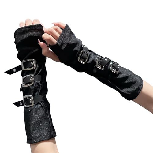 Mangas unisex punk de tela elástica, cobertura cómoda para actividades al aire libre, Halloween, accesorios de vestir, mangas punk, Botón, Talla única