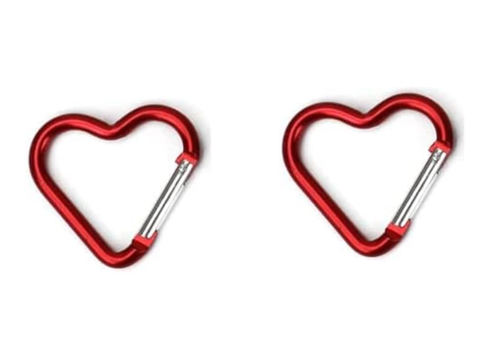 2Pcs Heart Shape Carabiners Keychain Clips Snap Hook Key Ring for Camping Accessories Backpack Water Bottle Aluminum Alloy Accessory and Keychain Carabiners