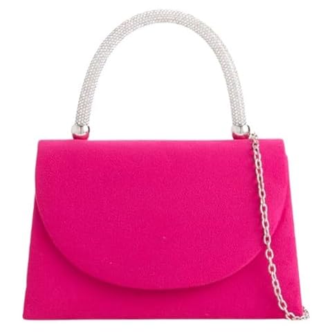 Fuchsia Pink Diamante Handle Evening Clutch Cover