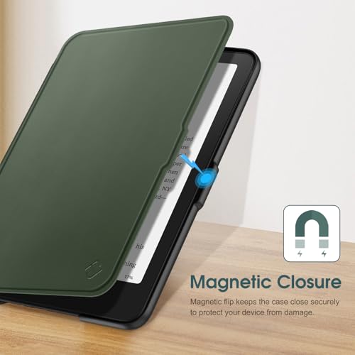 Image of Fintie Case for 7 inch All-New Kindle Paperwhite (12th Generation, 2024) and Kindle Colorsoft Signature Edition - Slim Lightweight Shell PU Leather Protective Cover with Auto Sleep /Wake, Alpine Green