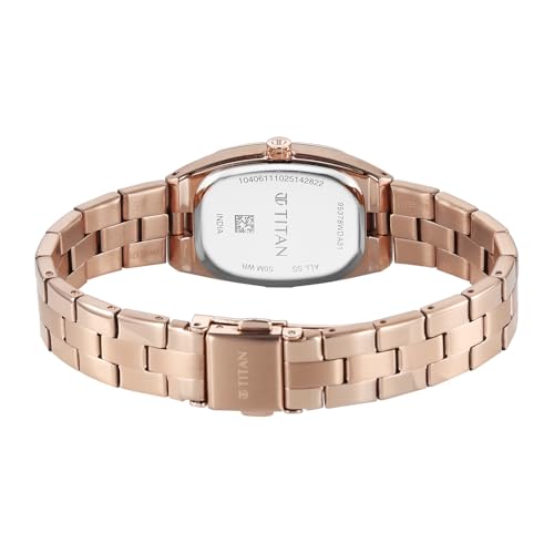 Image of Titan Work Essentials with Silver Dial Rose Gold Metal Strap Watch for Women - 95378WM01