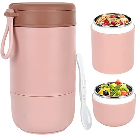 LYPPUL MüSlibecher to go, Lunchpot, Praktischer Müslibecher und Behälter, Auslaufsicherer Joghurt to go Becher mit Löffel Cover