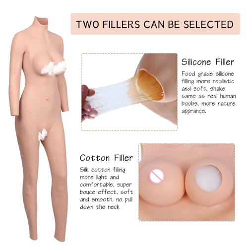 Crossdresser Realistic Silicone Body Suit Whole Body D-E Cup Silicone Bodysuit Breast Forms Breastplate for Transgender3