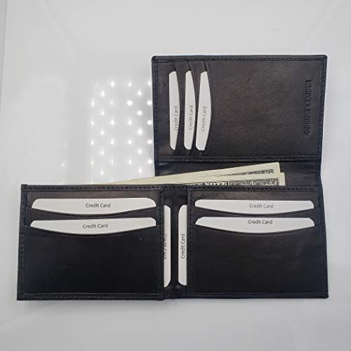 Ag Wallets Mens Cowhide Leather L Fold Card & Id Unique Shape Bifold Wallet (Black 2) #TOP1