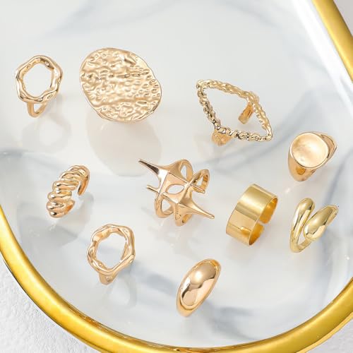 Image of Shining Diva Fashion Stylish Trendy Finger Rings Set for Women & Girls | Chunky Minimal Statement Ring Combos Modern Elegant Jewellery Collection