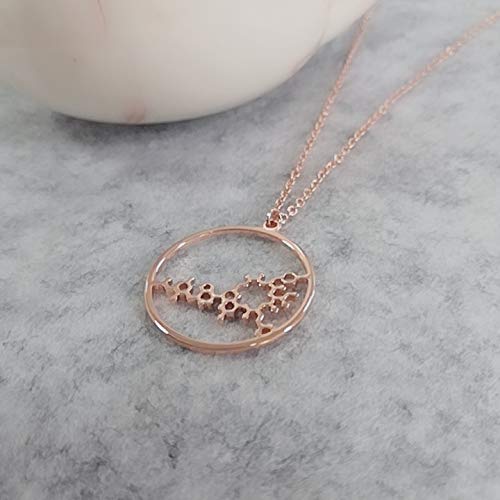 NOUMANDA Geometric Chemical Hormone Molecular Science Necklace Laser Cutting Metal Oxytocin Round Pendant Jewelry2