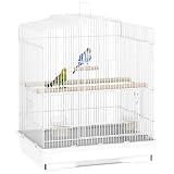 PawHut Cage à Oiseaux, Cage en Acier avec Portes, 2 mangeoires, 2 perchoirs, balançoire, Plateau Amovible et poignée de Transport, pour Perroquet...