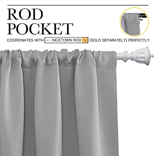 NICETOWN Blackout Curtain Panels for Window - Energy Efficient & Noise Reducing Thermal Insulated Rod Pocket Blackout Drapes/Draperies for Living Room (Silver Grey, 2 Panels, W52 inches x L63 inches) by NICETOWN - Used condition - Image 3