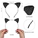 Cheerin Black Cat Mask and Ears Headband – Glitter Kitty Ear Headband with Masquerade Mask – Adult Cat Costume Accessories