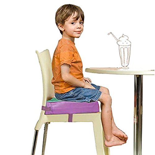 Toddler Booster Seat for Dining Table, Double Straps Washable Portable Booster Seat Dining Table, Increasing Cushion for Baby Kids (Purple)