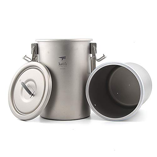 Ti6300 Titan Outdoor Camping Kochtopf mit klappbaren Griffen, Wanderkocher, Reise-Kochgeschirr, 900 ml, 256 g