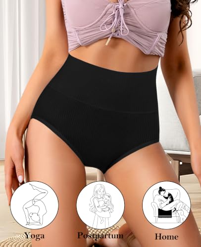 Image of High Waisted Womens Underwear Cotton Tummy Control Postpartum Essentials Full Coverage Panties Soft Comfortable Briefs