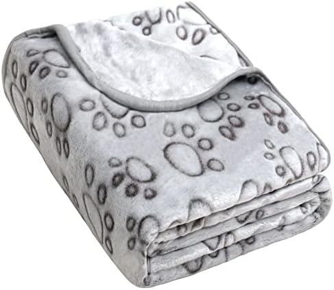 Dog Blankets for Large Dogs, Soft Fleece Dog Blanket Fluffy Pet Blanket Warm Sleep Mat Cover for Bed Couch, Cute Paw Print Puppy Cat Blanket, Flannel Throw Blanket for Dogs, 50"X40" (1 Pack)
