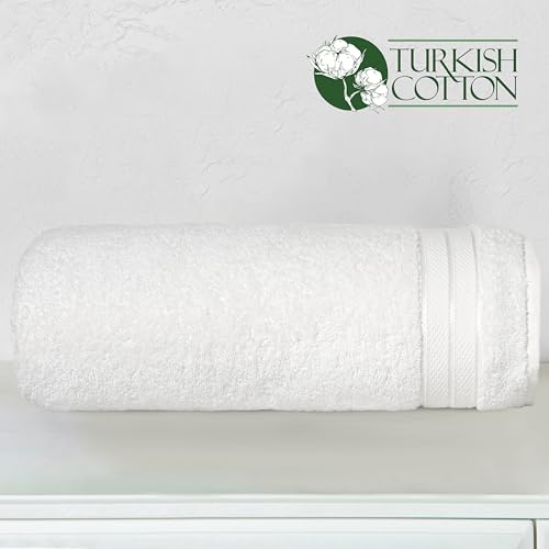 Image of Elegant Comfort Three Line Popcorn Towel Set for Bathroom 35 x 70 inches, Premium Hotel Quality 1-Pack Jumbo Towels, 100% Turkish Cotton, Soft and Durable, Quick Dry and Highly Absorbent, White
