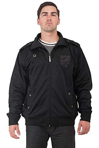 Level 7 Men's Black Poly Black EMB Patches Performance Full Zip Track Jacket