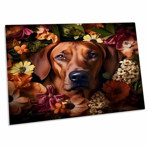 Alfombrilla de escritorio Rhodesian Ridgeback con fondo floral miniatura 1
