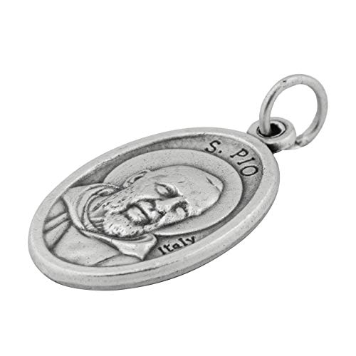 1" Saint Padre Pio Medal Pendant | Ex Indumentis Relic on Back | Great Catholic Gift for First Confession, First Communion, or Confirmation | Made in Italy2