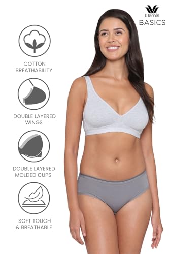 Image of WACOAL Women's Basics Essentials|Non-Padded|Non-Wired|Full Cup|Everyday Wear|Cotton Blend|T-Shirt Bra